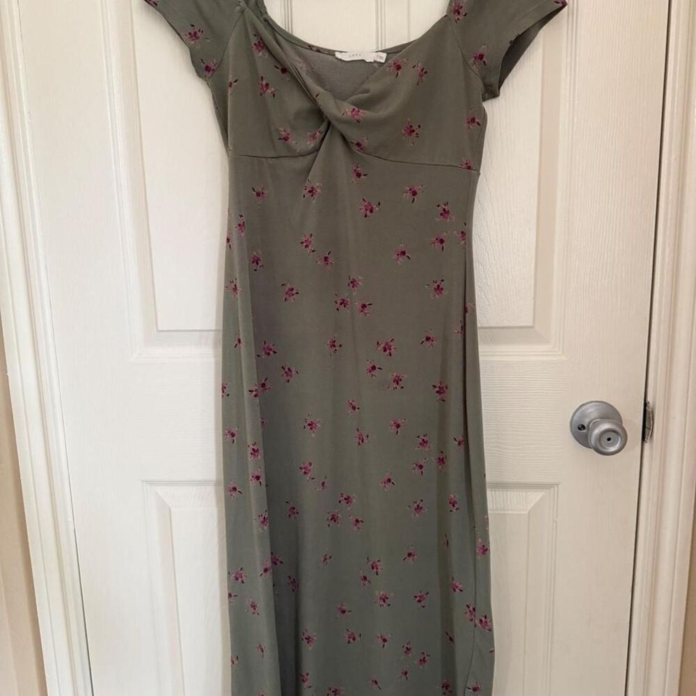 Lush-clothing Women's Green and Khaki Dress